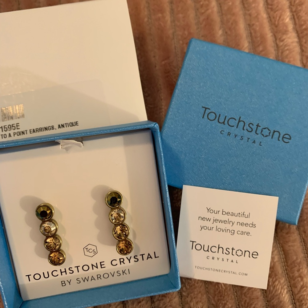 Touchstone Crystal To a Point Gold-Tone Linear Crystal Earrings